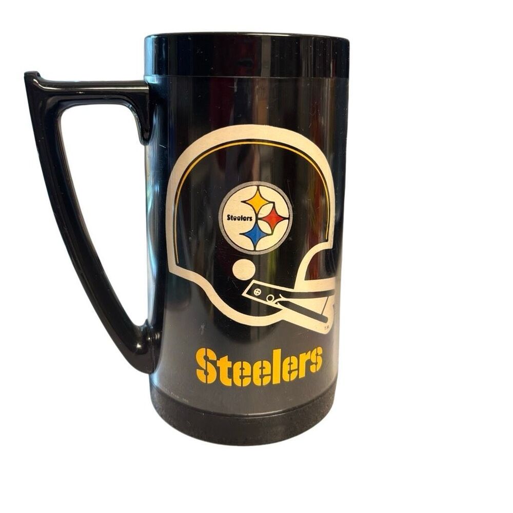 Vintage 1970s Pittsburgh Steelers Thermo-Serv Plastic Insulated Mug 16oz NFL⁠